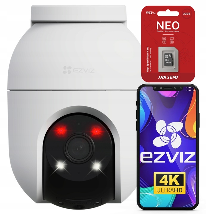 WiFi Ip kamera Ezviz C8c 4K 8Mpx otočná vonkajšia karta MicroSD 32GB