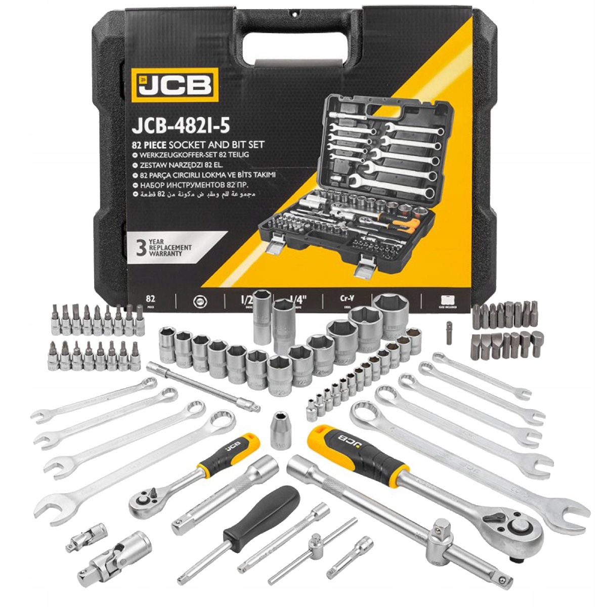 Sada bitových kľúčov 1/2'' 1/4'' 82 ks Kufrík Jcb