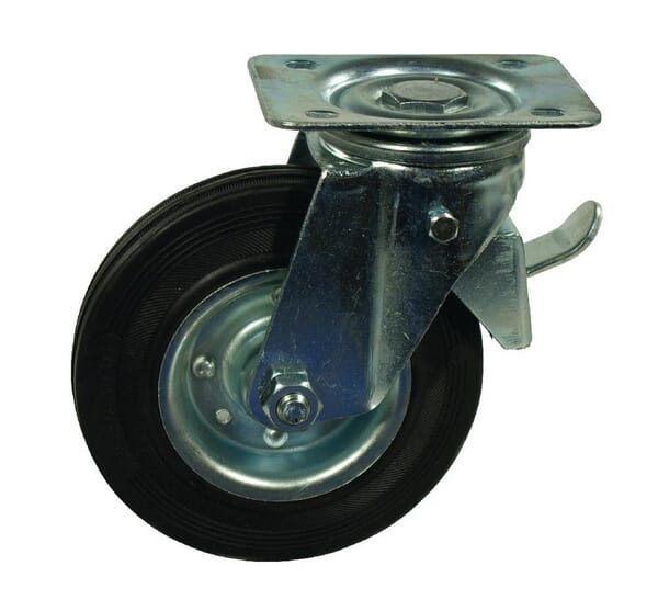 Otočné gumové kolo Ø125x37.5 mm s brzdou, nosnost 130 kg Ro-Carr WH600125