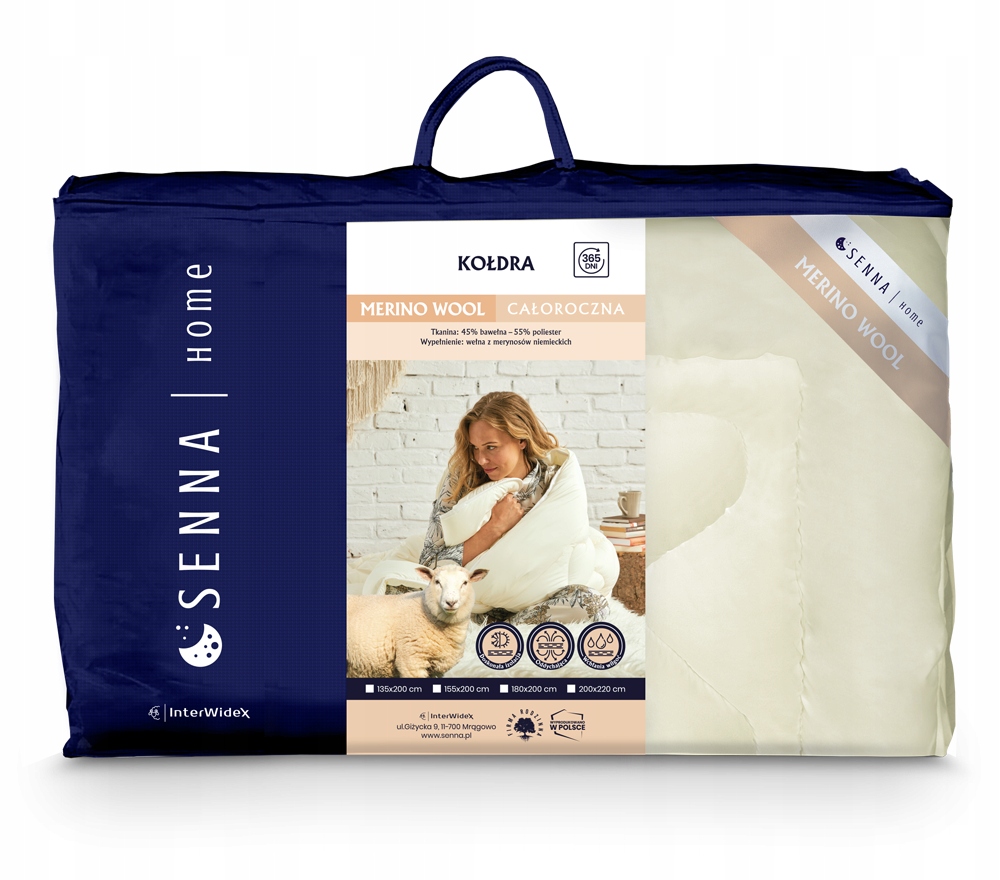 Kołdra MERINO WOOL 180x200 - 1.600g Inter Widex Wyrób medyczny nie