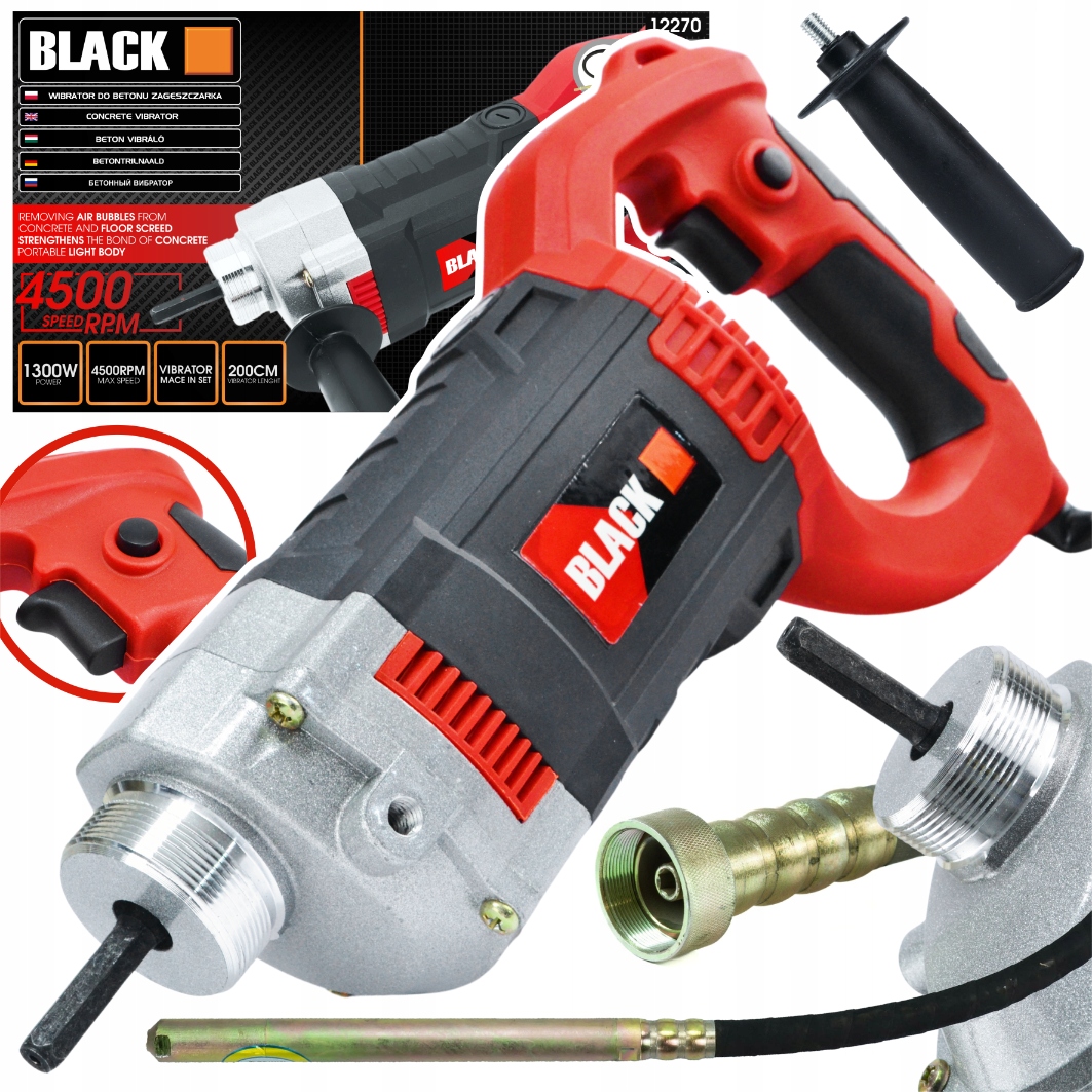 Vibrátor Na Betonu Bulva 2 M, Elektrická Zhutňovačka 1350 W Značky Black
