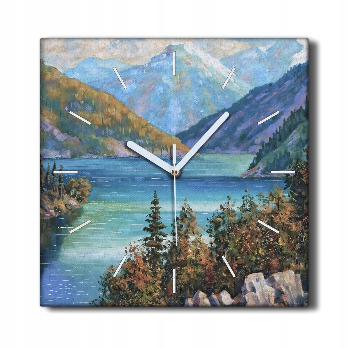 Závěsné hodiny canvas 30x30 Malířství hory jezero