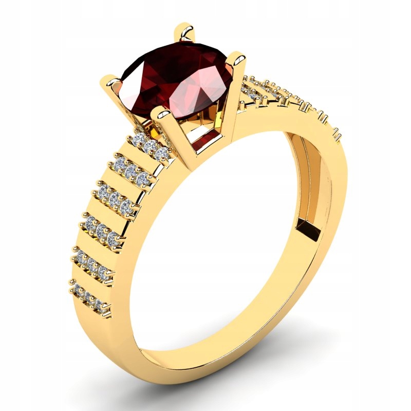 

Pierścionek Złoty Zaręczynowy Z Bordową Cyrkonią