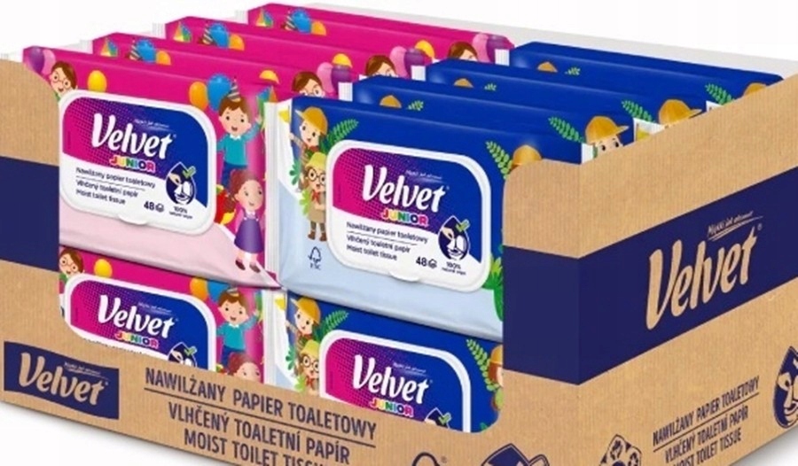 

16x Velvet Junior nawilżany papier toaletowy zgrze