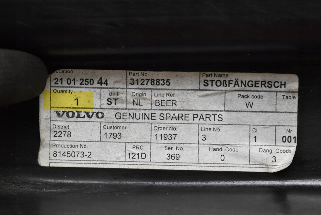 bumper support rear part rear pillar VOLVO V60 1 and 10-13