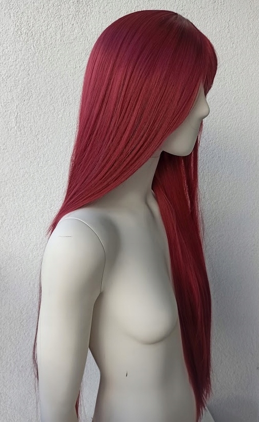 Peruka BORDOWA ciemnoczerwona Poison Ivy cosplay Fryzura włosy długie