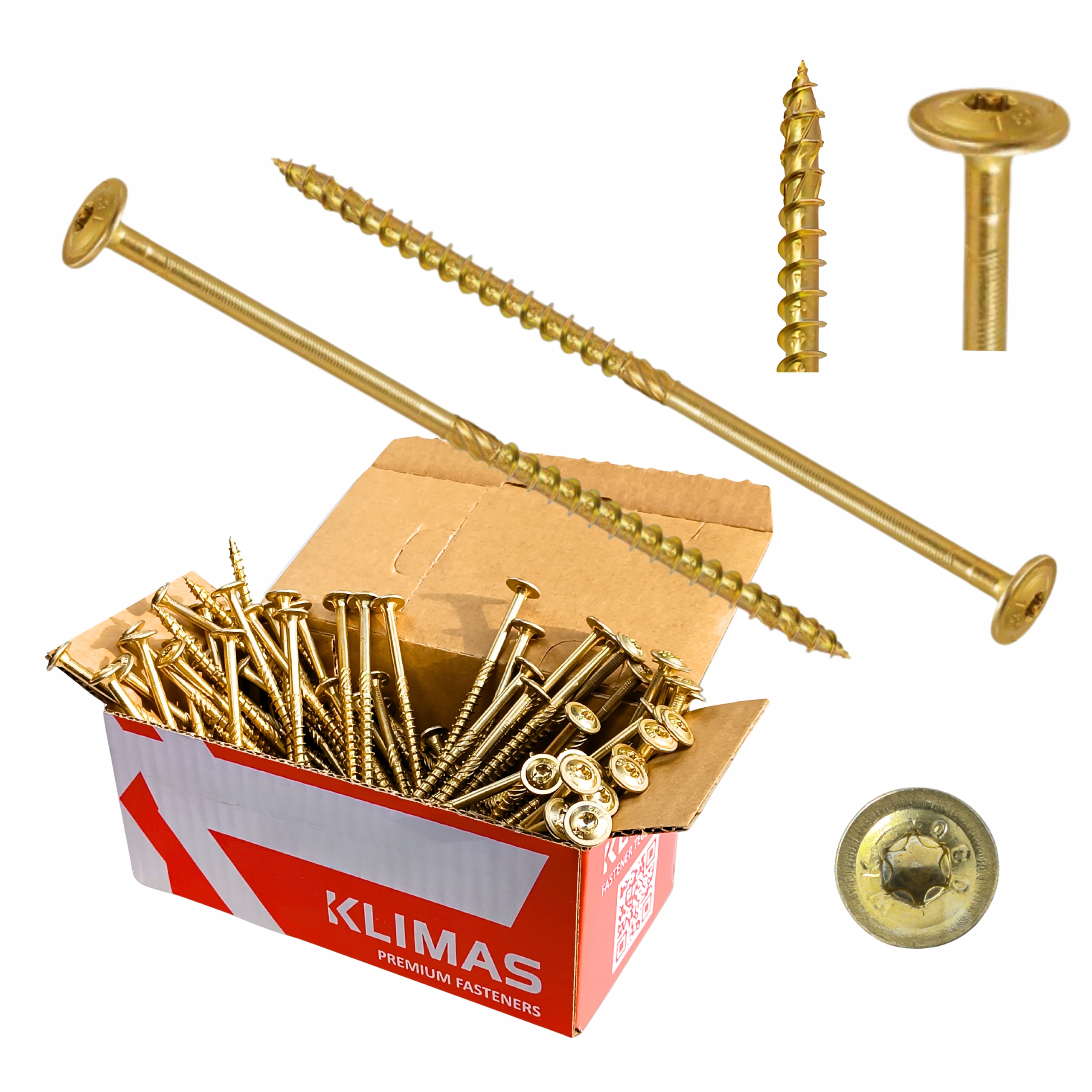 Tesařské vruty 8x360 do dřeva talířová hlava Wkcp Torx Klimas 50 ks