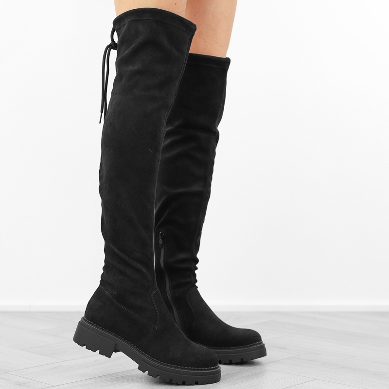 Czarne kozaki za kolano płaskie zamszowe 1373 r.37 Kod producenta 1373