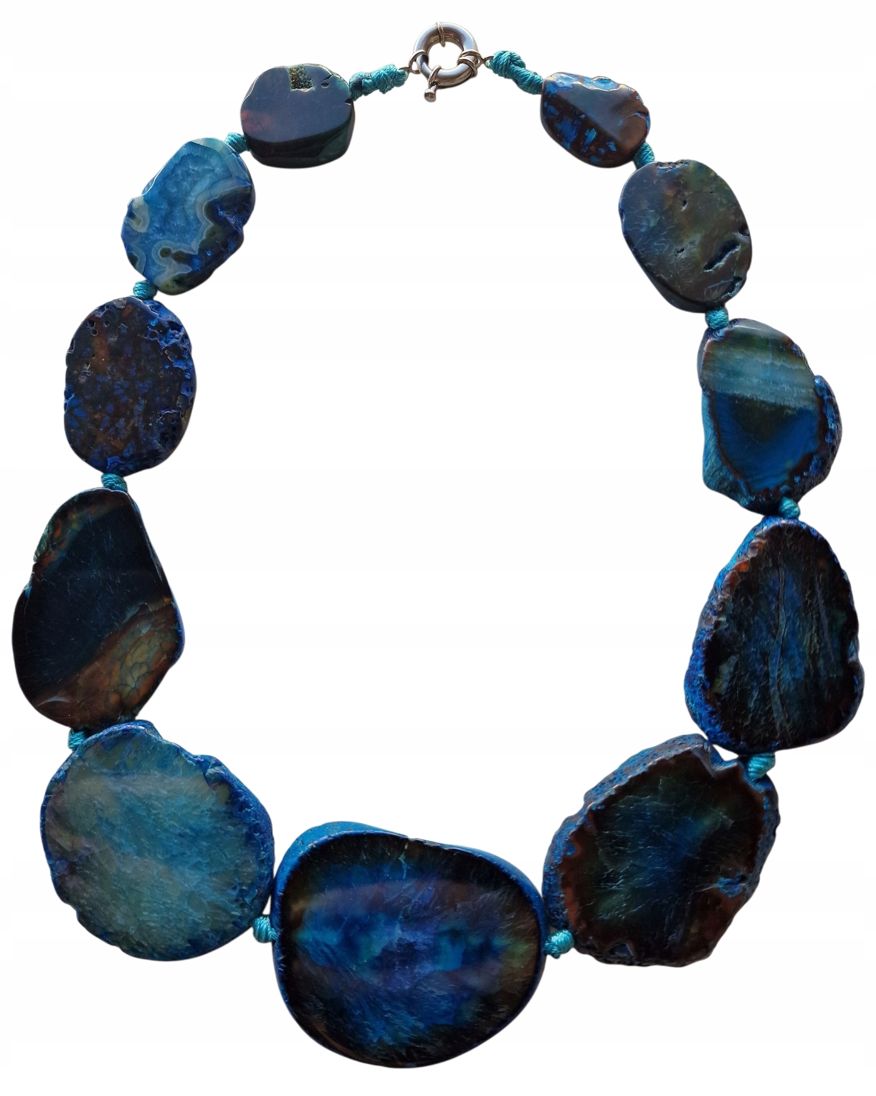 Vintage Achát Safírový Plátkový Náhrdelník Harmonie Klid Dobrá Aura