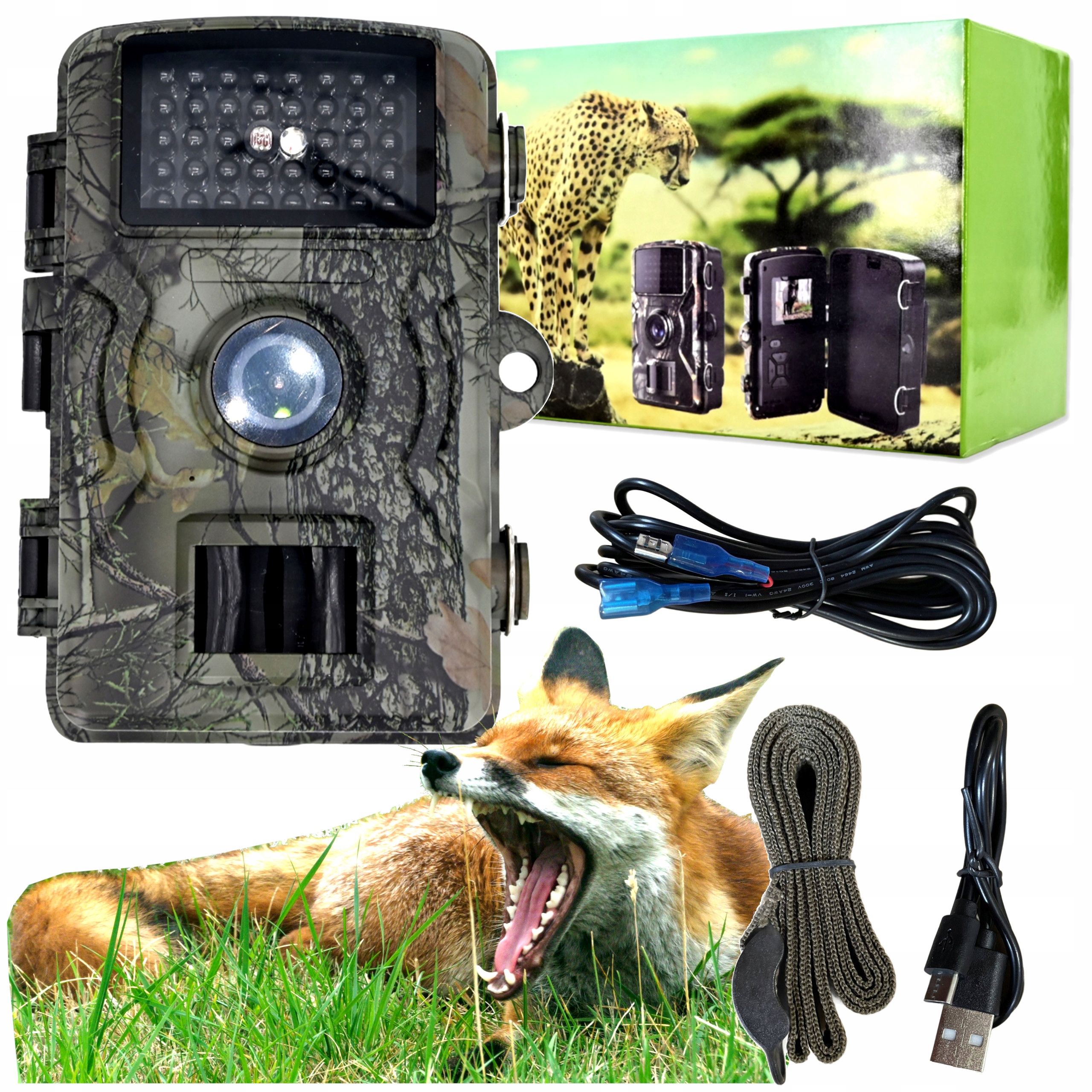 Fotopułapka Kamera Leśna Myśliwska Ir 940nm Nocny Full Hd IP66 +kabel Solar