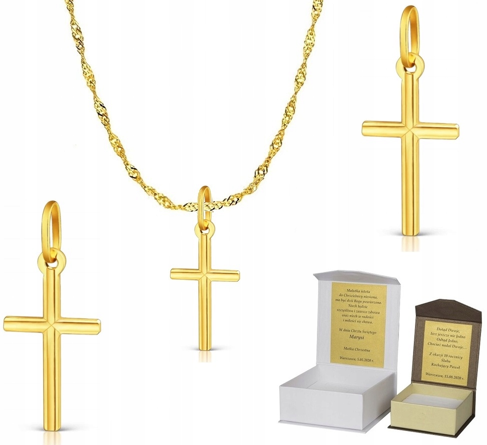 Zlatý řetízek pr. 585 Křížek Kříž 45 cm Dedikace SZ1KZ1
