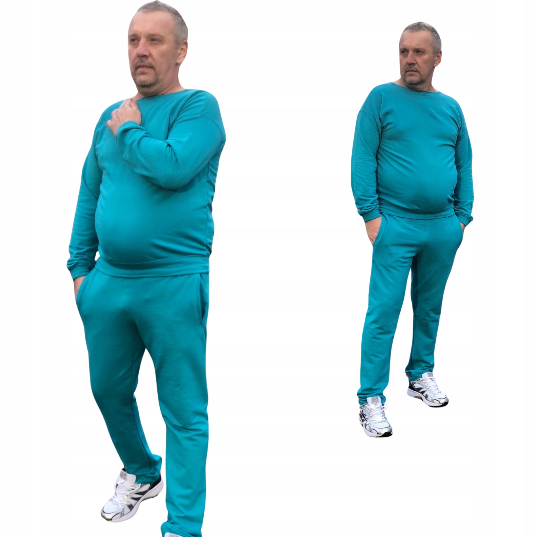 Tepláková souprava modrá mikina kalhoty s rovnými nohavicemi S