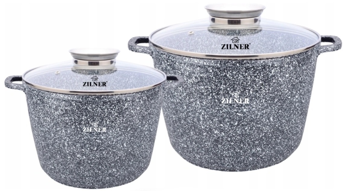 WYSOKIE GARNKI KOMPLET CERAMICZNO-MARMUROWE ZILNER 6,2L + 10,2L Kod producenta ZL-7066