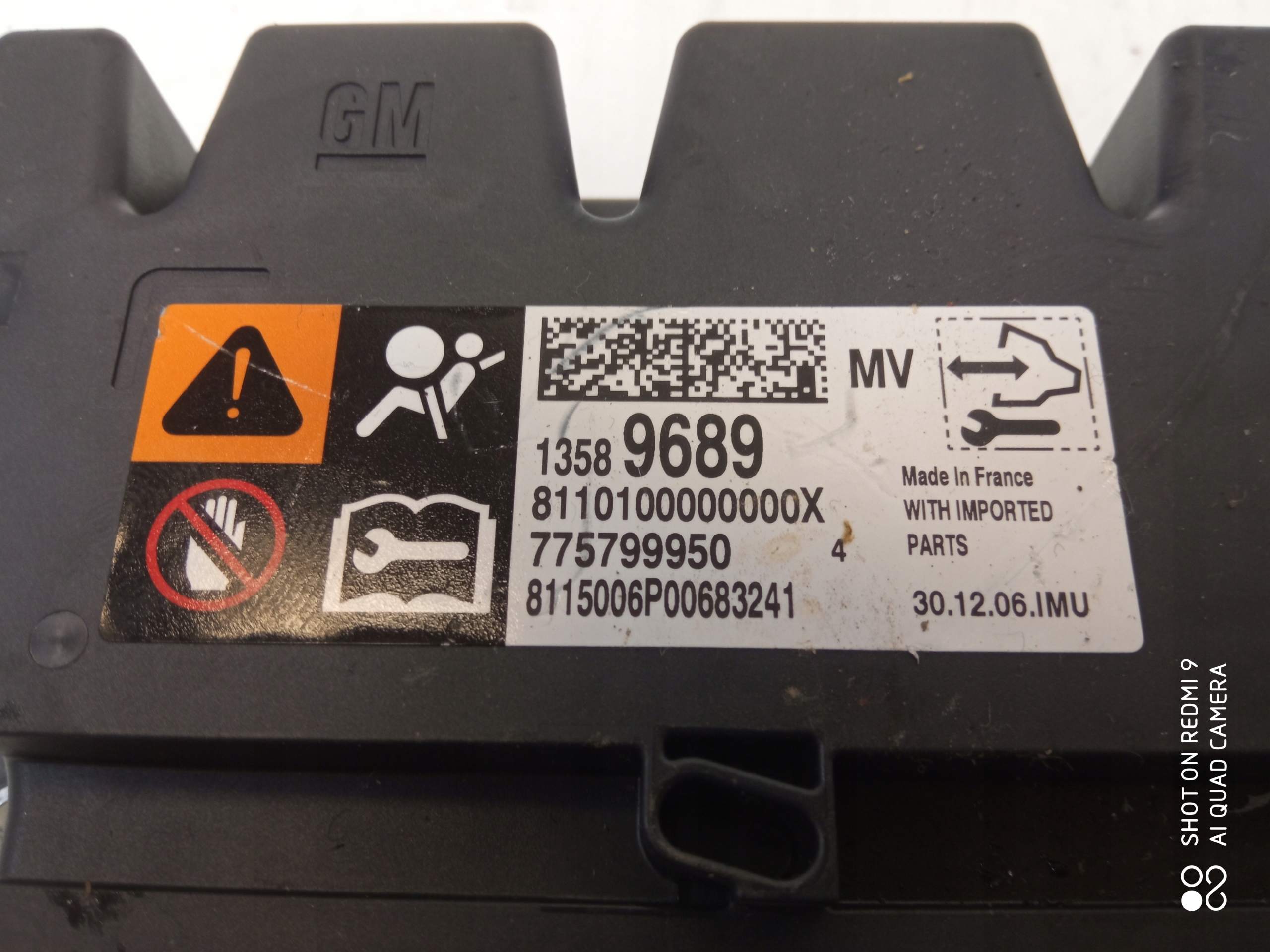 OPEL ADAM MERIVA B module SENSOR airbag 13589689