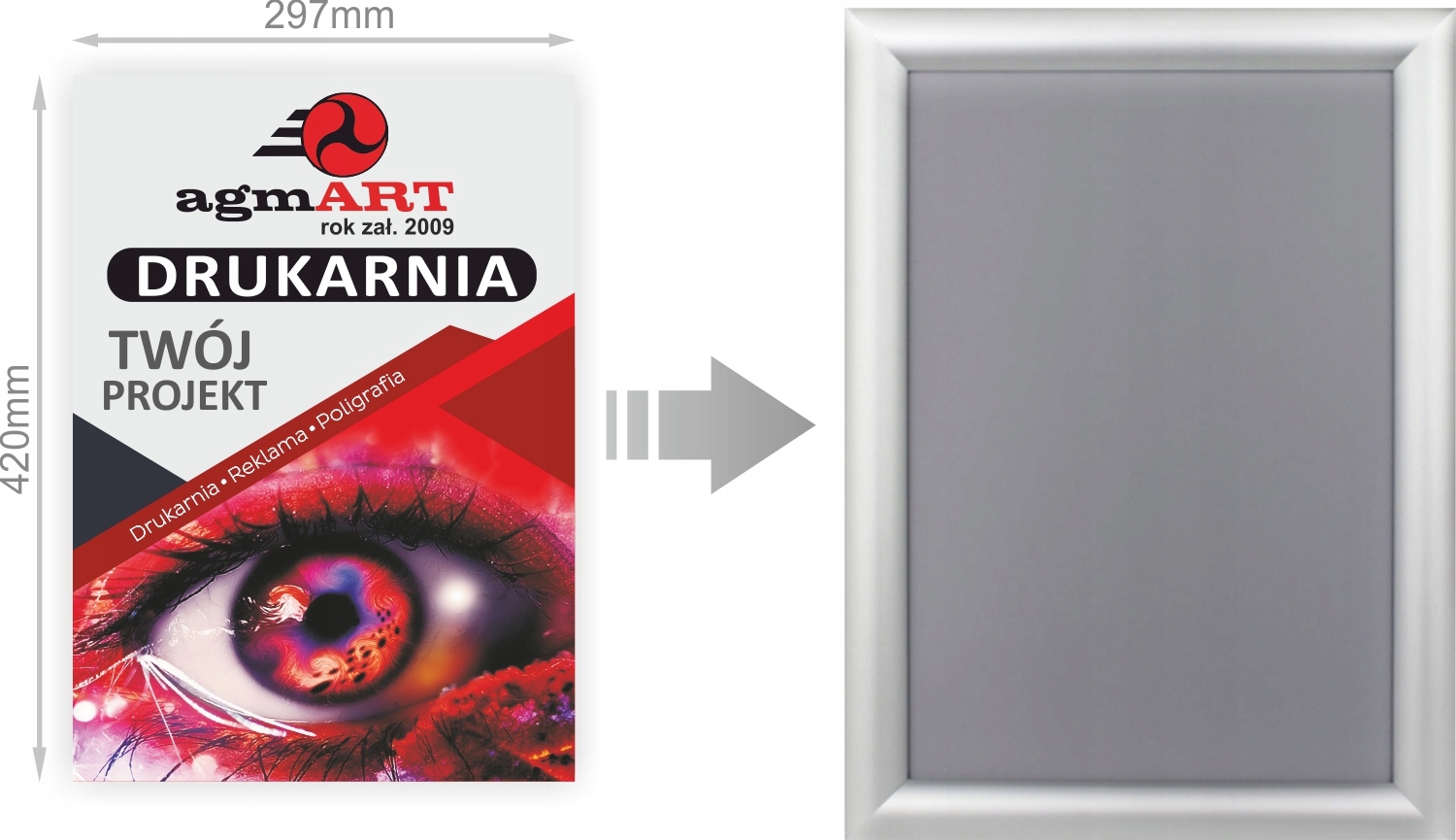 Ramka zatrzaskowa Rama reklamowa OWZ A3 plakatowa aluminiowa Orientacja uniwersalna