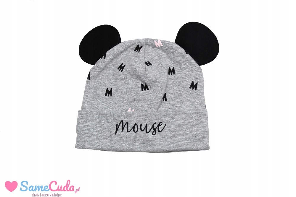 CZAPKA AJS Myszka z uszkami szara r. 44-46