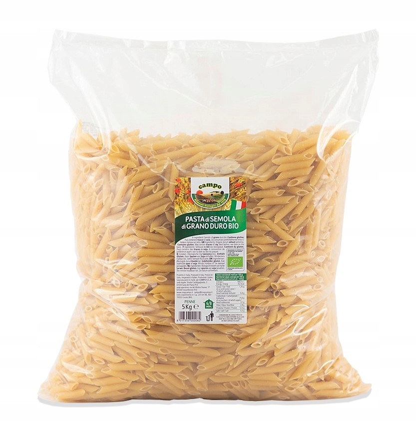 Těstoviny (semolinové) penne bio 5 kg horeca