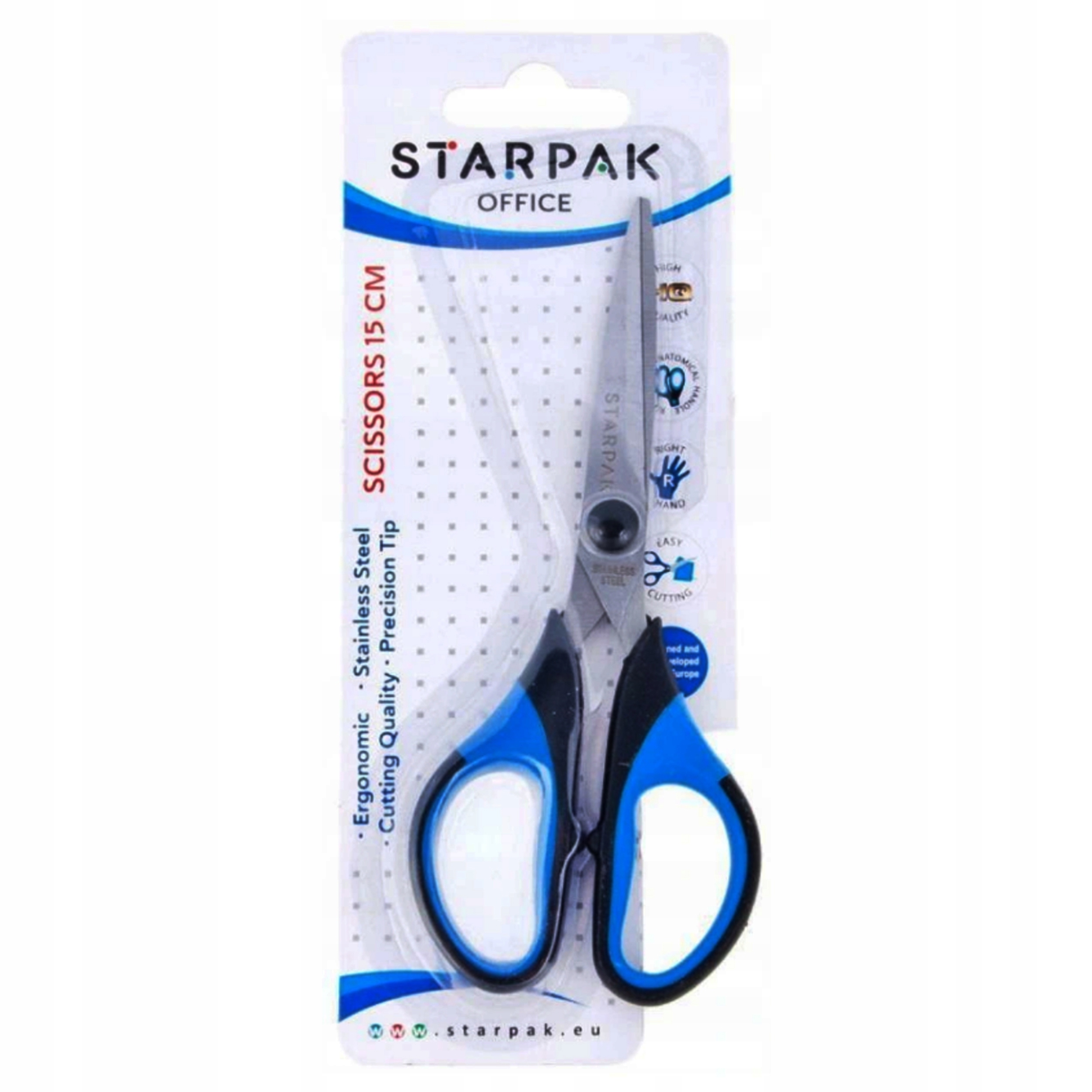 NOŻYCZKI METALOWE 15 CM Z GUMOWĄ RĄCZKĄ STARPAK