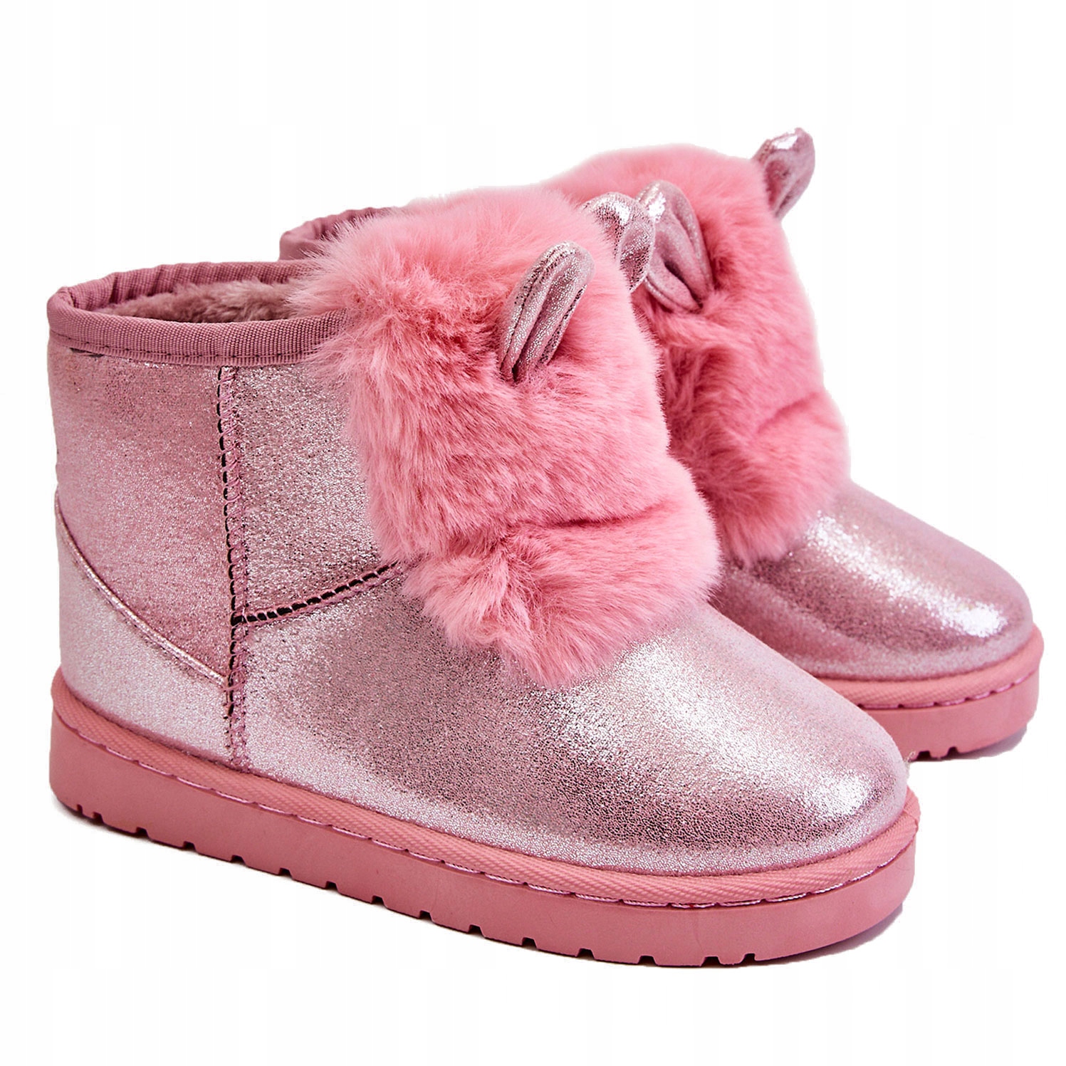 

Dziecięce Ocieplane Śniegowce Z Uszkami Różowe 36