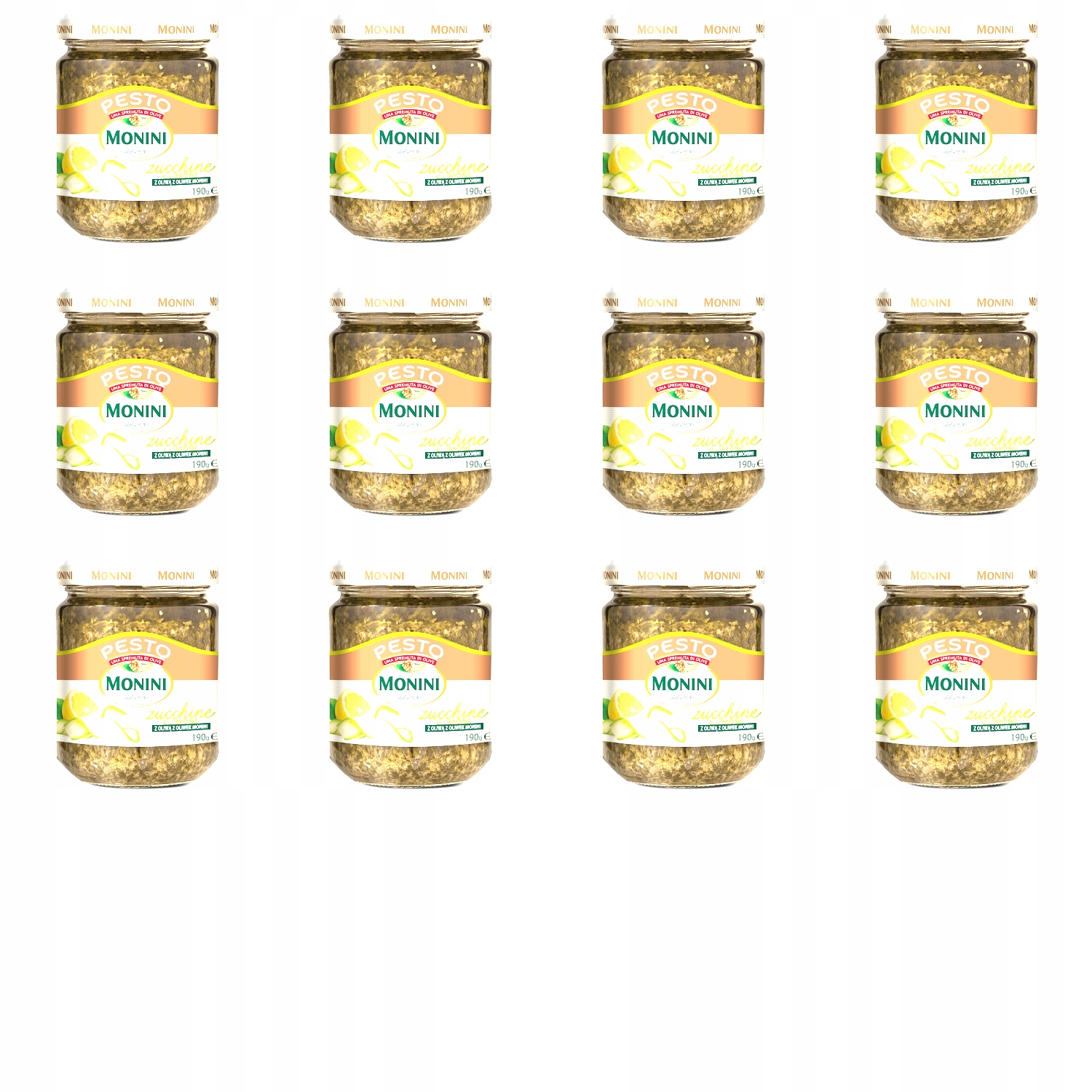12x 190g Monini sos pesto zucchin/limone Karton