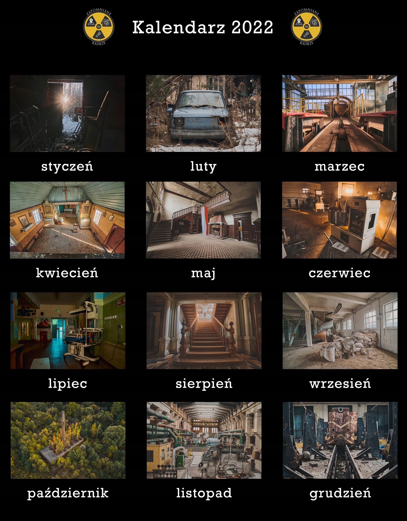 kalendarz urbex, opuszczone, zapomniane w kadrze