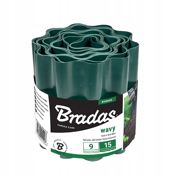 

Obrzeże trawnikowe faliste Zielone 9m x20cm Bradas