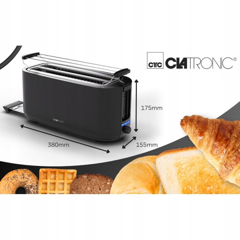 Toster Opiekacz do Kanapek Tostów Gofrów Grzanek Sandwich 4 kanapki 1400W Kolor dominujący czarny