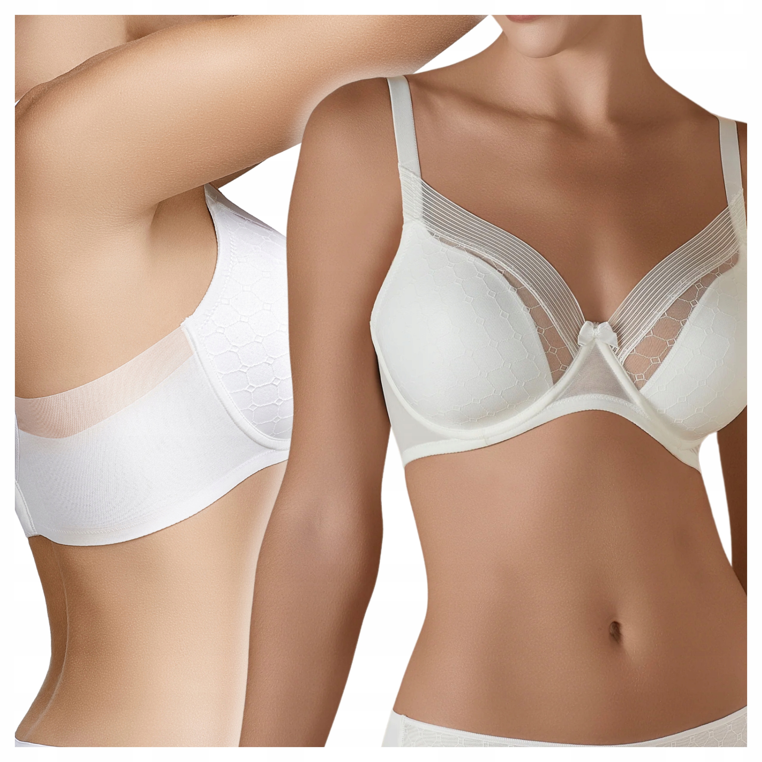 Dámská podprsenka Ušívaná, zesílené boky Fiszbiny Bílá 85C