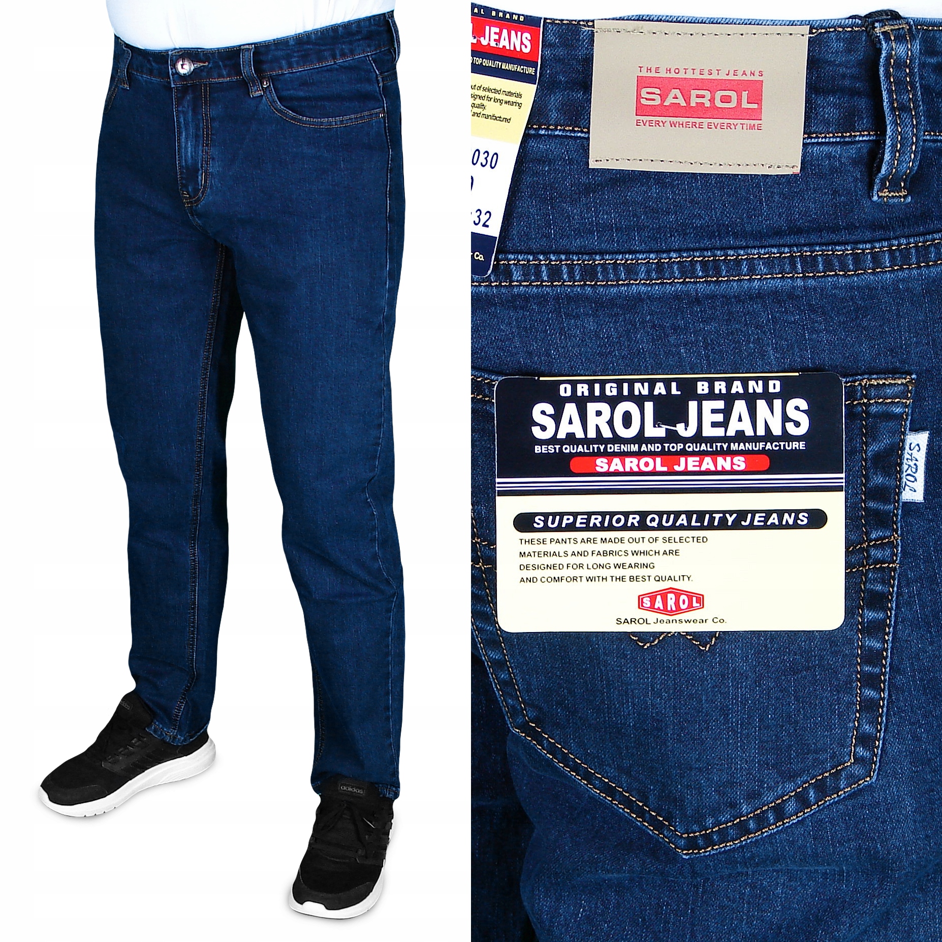 SPODNIE MĘSKIE JEANSOWE SAROL W46 L32 W120-122 cm