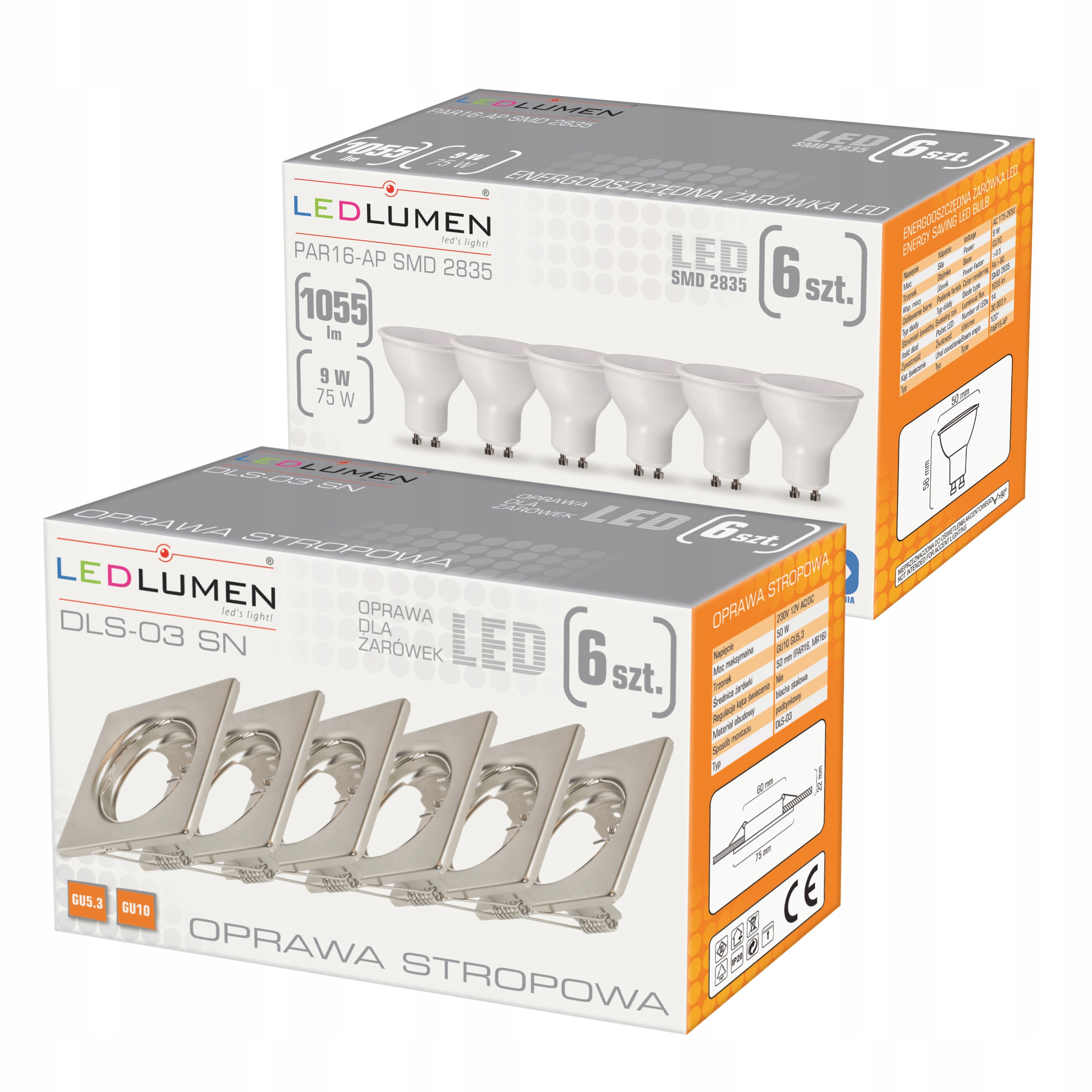 

Zestaw 6x Oprawa Halogenowa Sufitowa Led GU10 9W