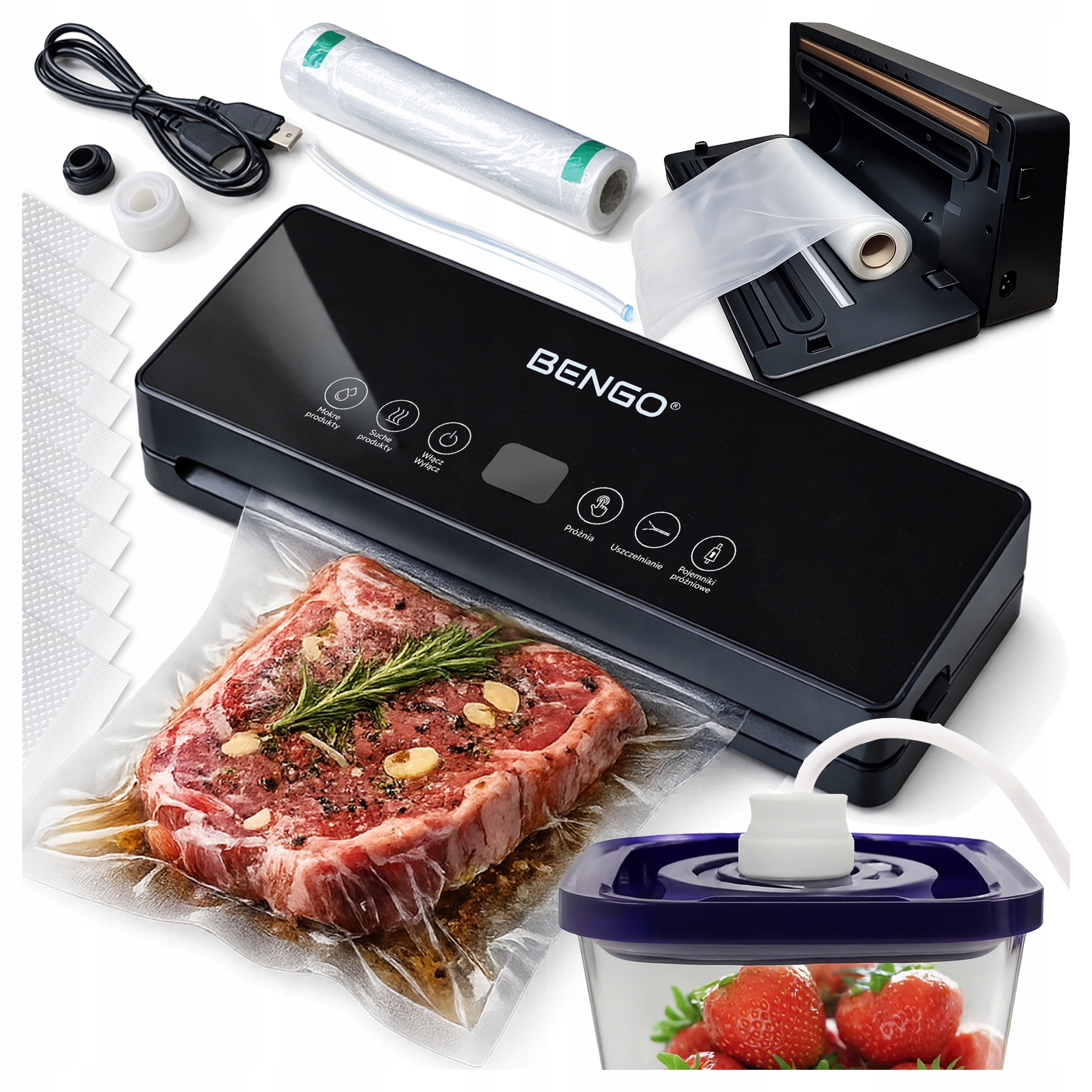 Zgrzewarka Próżniowa 150W Pakowarka Do Jedzenia Gilotyna Woreczki Folia