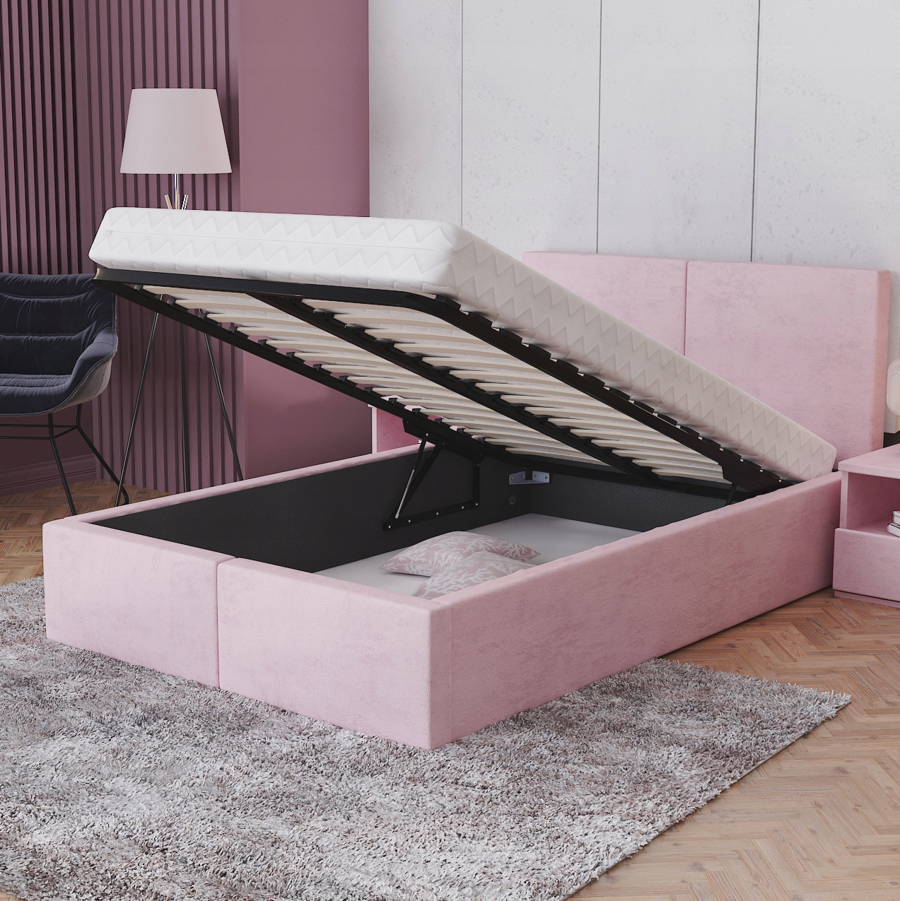 Čalouněná postel 120x200 kovová konstrukce matrace Amber