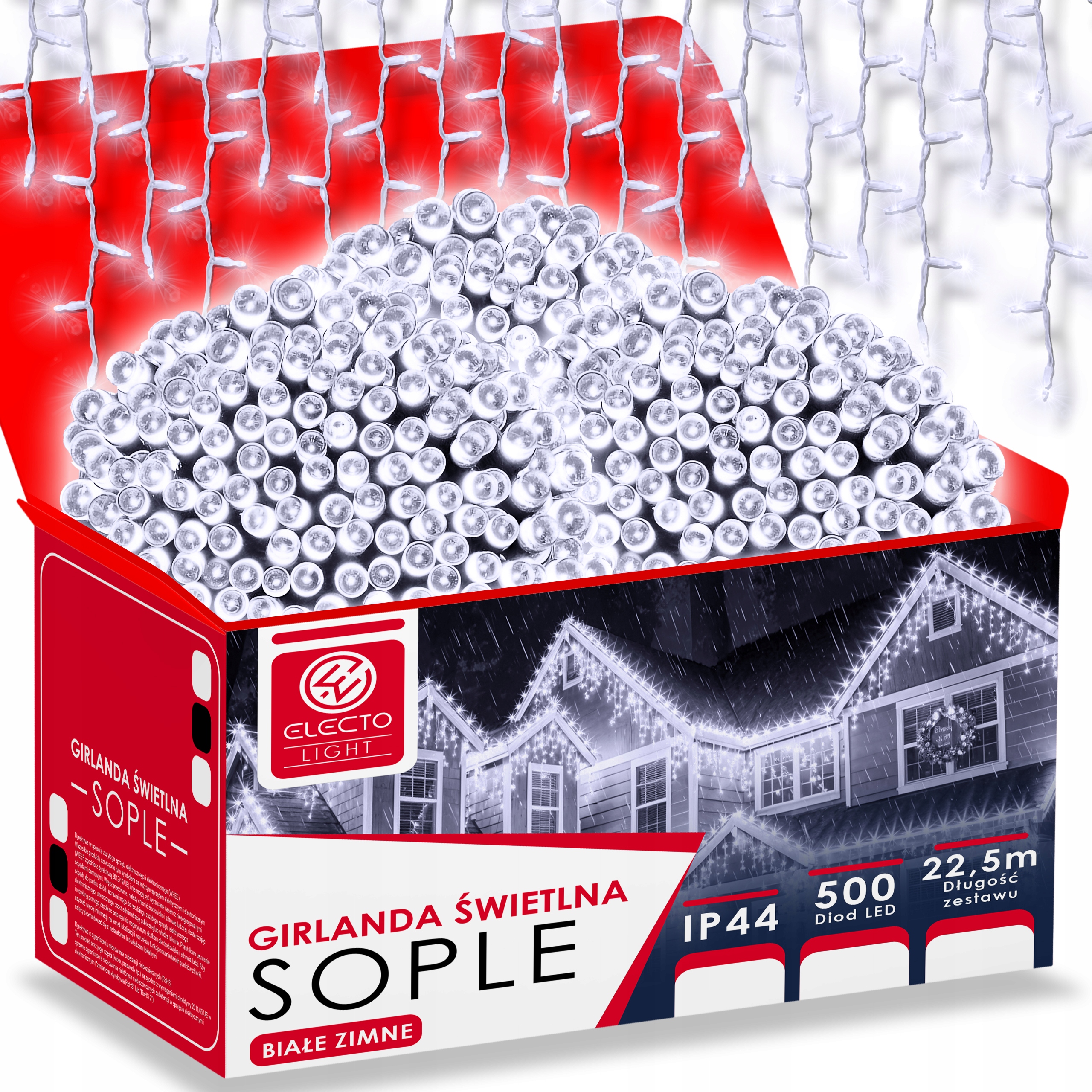 LAMPKI ZEWNĘTRZNE SOPLE LED 500 22,5M ŚWIATEŁKA ŚWIĄTECZNE CHOINKOWE+ FLASH