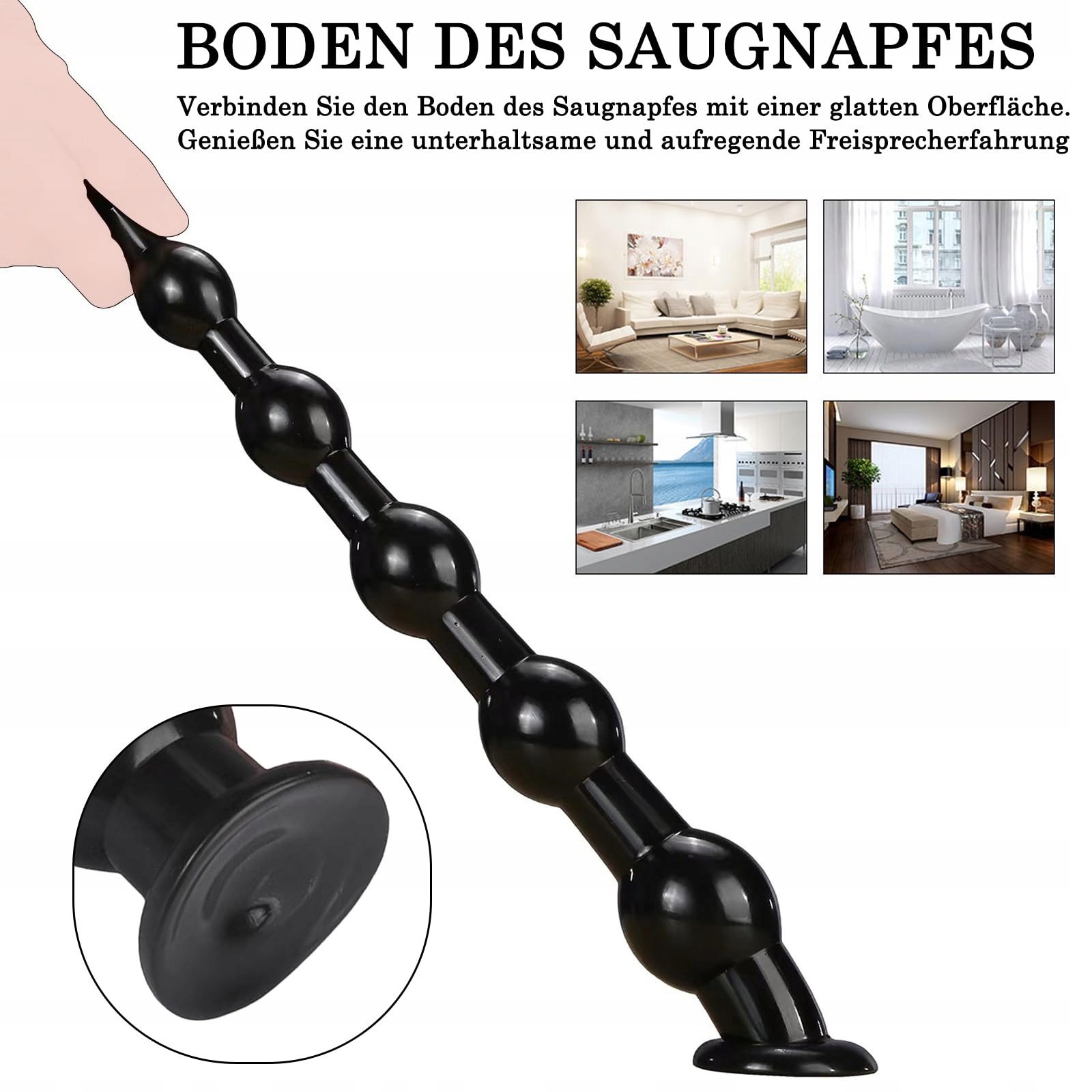 BDSMYEE Długie Analkulki 45 CM Analplug Dla Par Kobiet Mężczyzn Czarne — miniatura 5