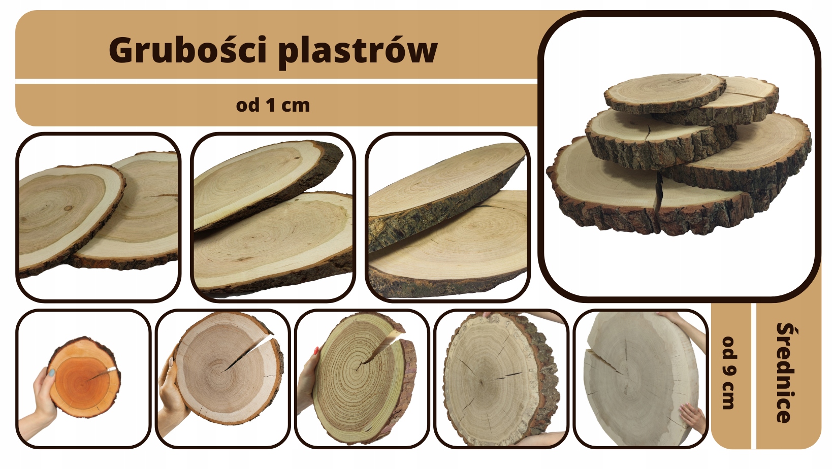 Plaster drewna Dębu 15-20 cm gr. 3 cm Szlif Kora Stan opakowania oryginalne