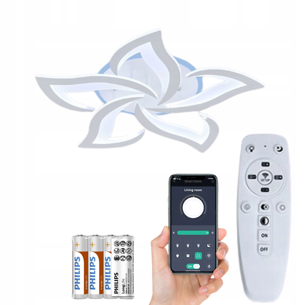 Lampa Sufitowa Led Żyrandol Plafon Kwiat Lotosu Rgb Pilot Aplikacja