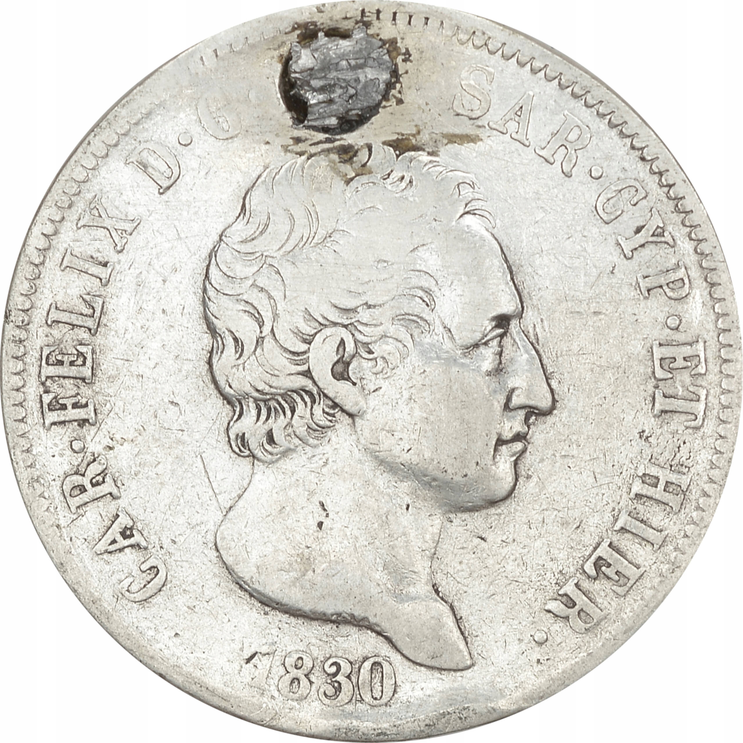 19.SARDYNIA, KAROL FELIX, 5 LIRÓW 1830