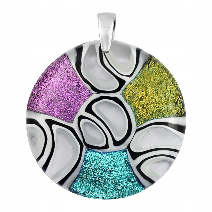 Dámský přívěsek Harfa, vícebarevné sklo, kroužek