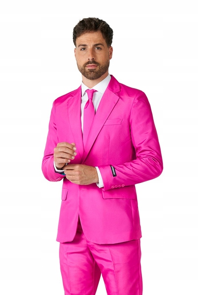 Pánský Růžový Hladký Oblek Suitmeister, Převlek Slim Fit