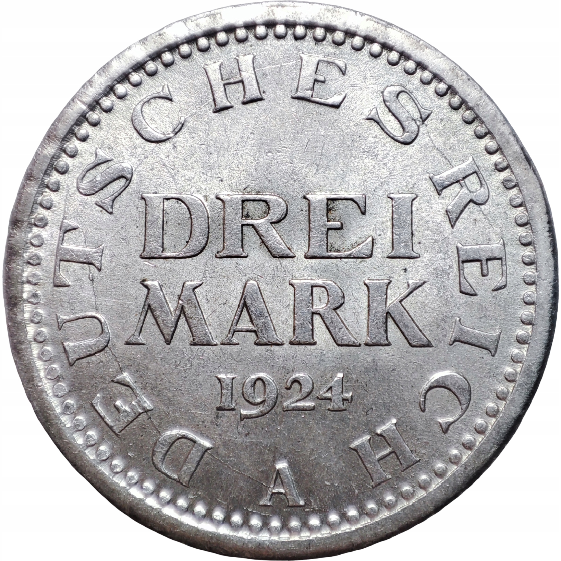 Niemcy, Republika Weimarska, 3 marki 1924 A SREBRO - RZADKIE