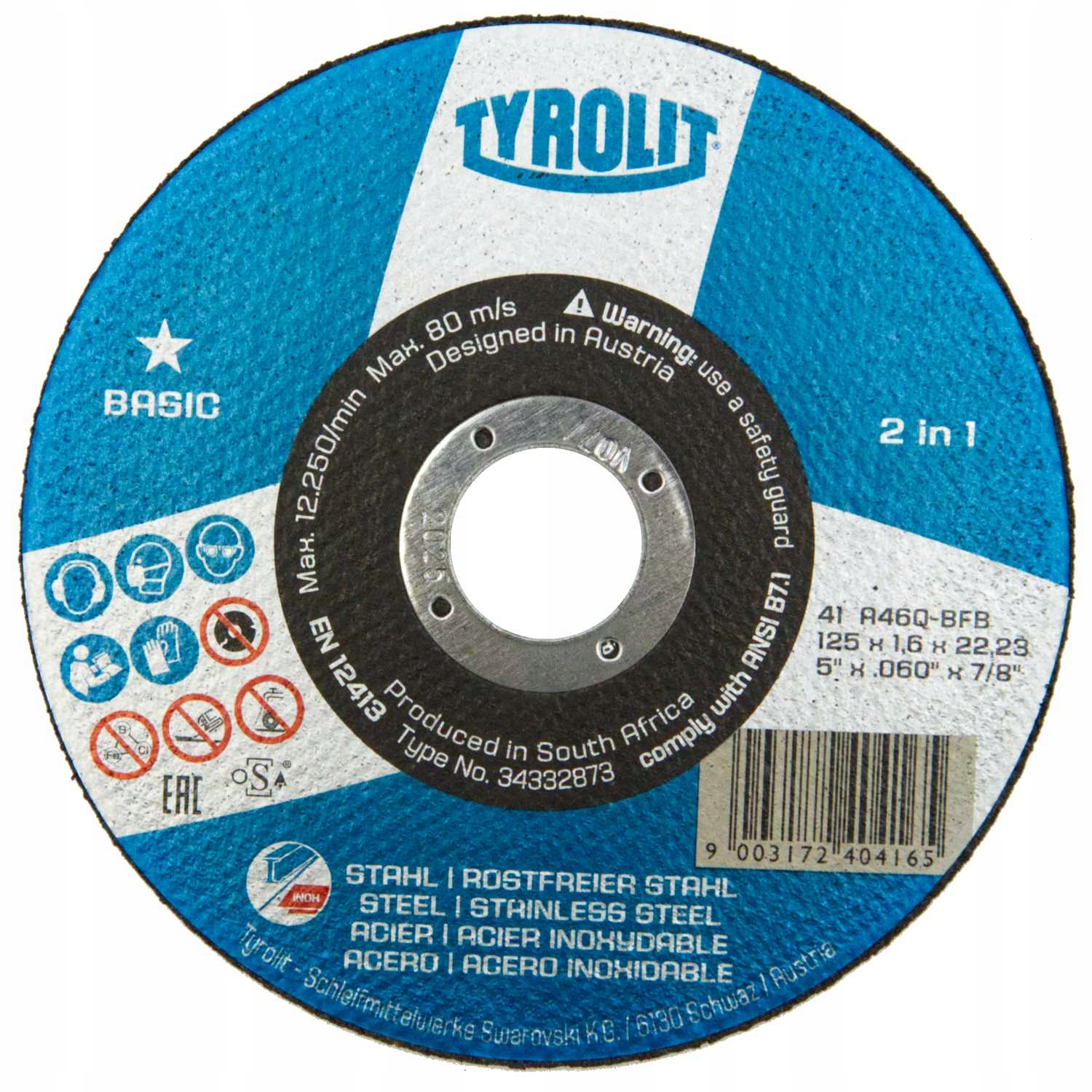 

Tyrolit Tarcza do cięcia stali i inox 125x1.6