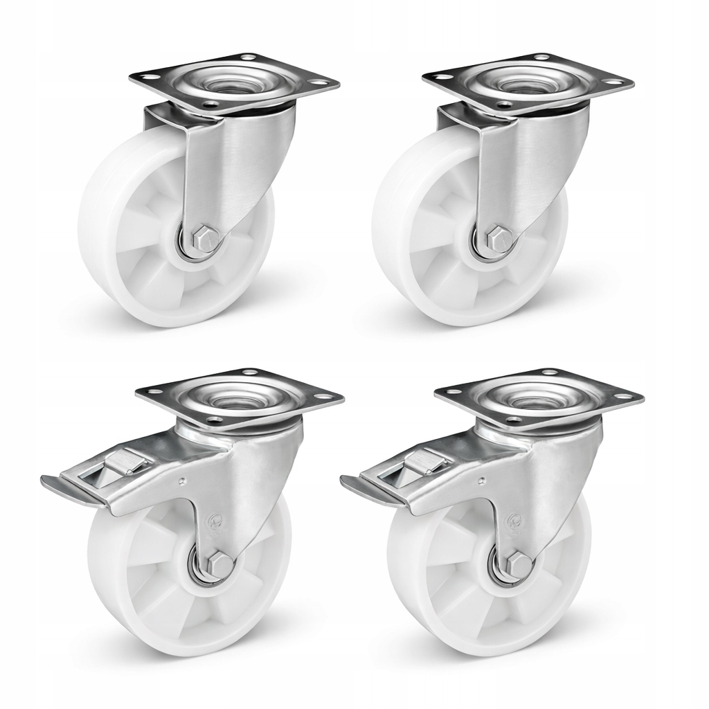 Sada transportních kol 200 mm 4ks 2 s brzdou 2 bez polyamidu 500 kg