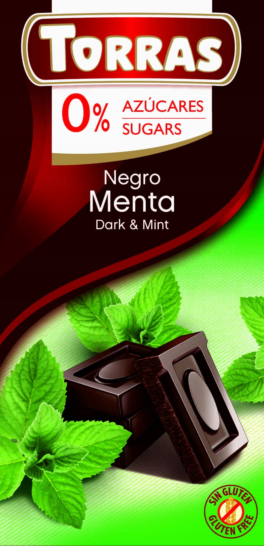 5 x Torras Hořká čokoláda s mátou bez přidaného cukru 75 g
