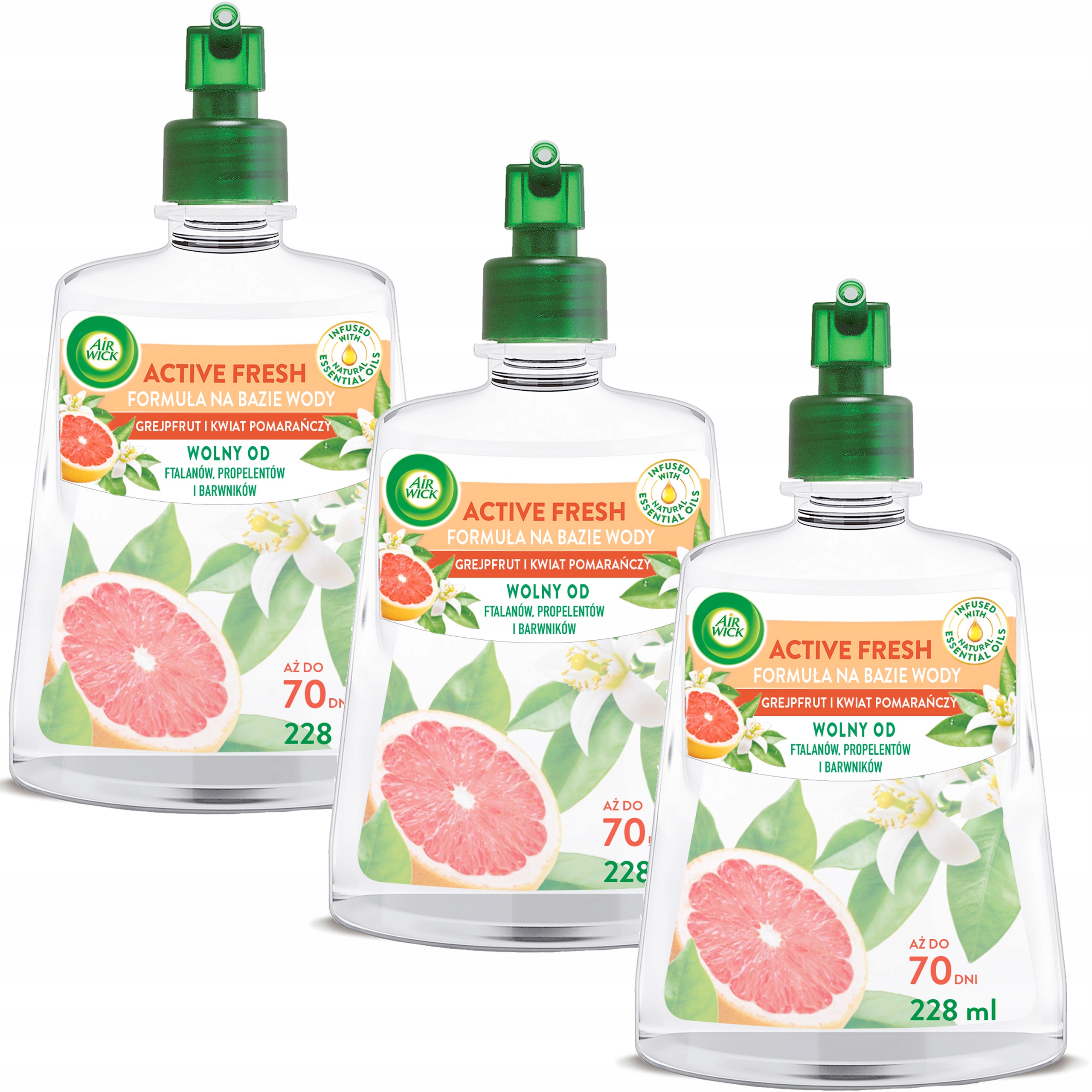 Levně Air Wick Náplně Do Osvěžovače Vzduchu Grapefruit Pomerančový Květ 3X228ML