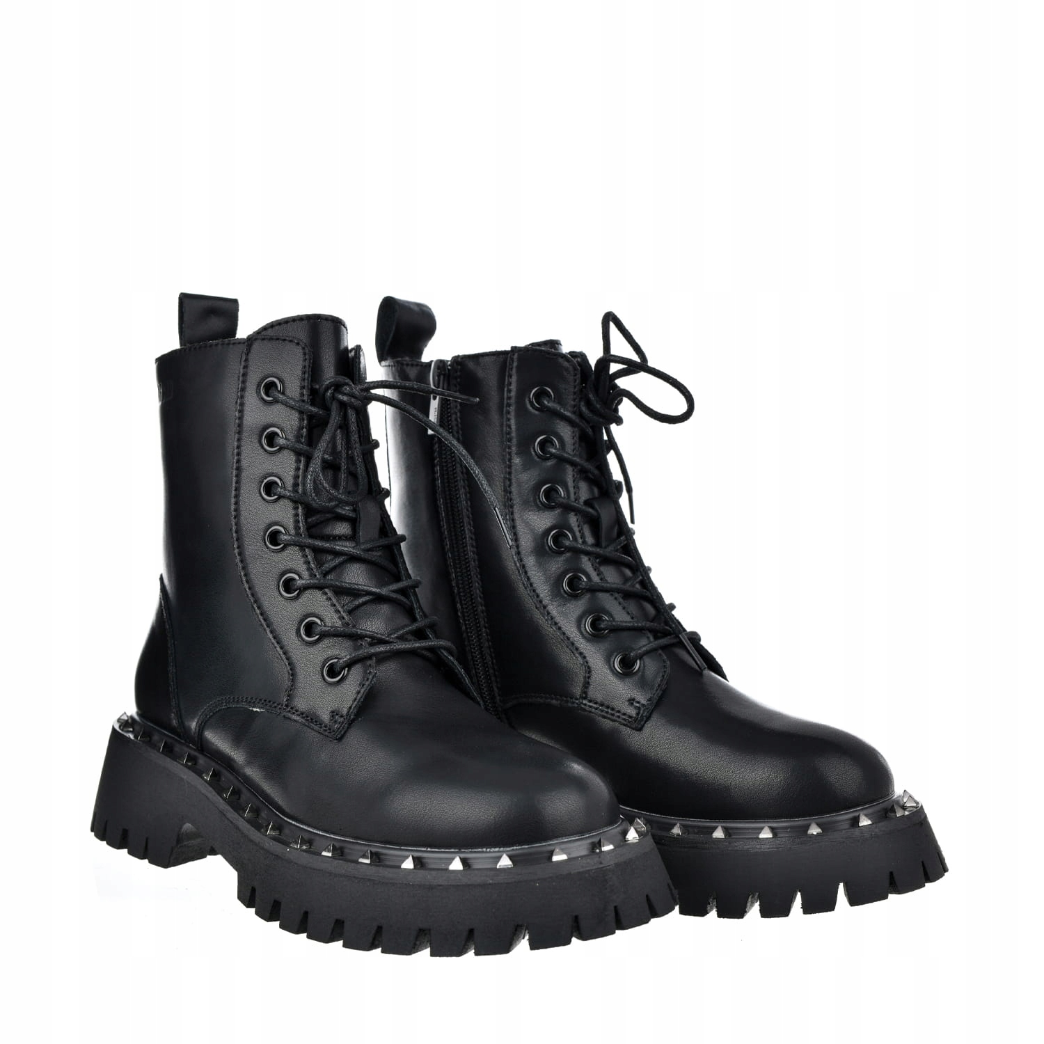 Big Star Černé Zimní Dámské Boty Trapery Kožené Kotníkové Boty S Cvočky 39