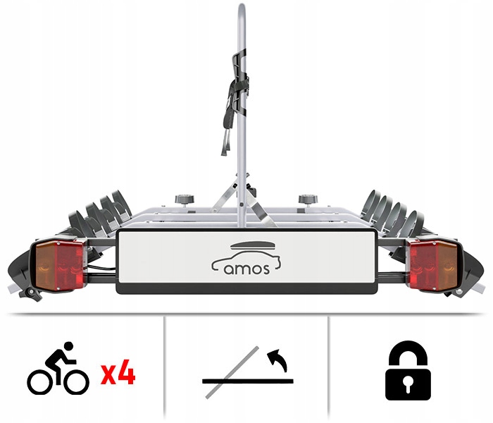 ZAMYKANY BAGAŻNIK PLATFORMA UCHWYT ROWEROWY NA HAK 4 ROWERY DO 75kg UCHYŁ Kod producenta 7637