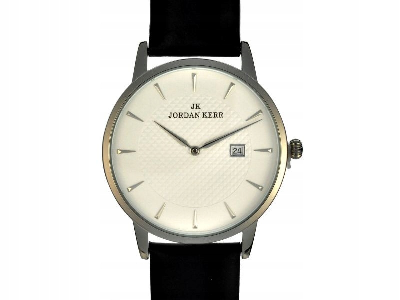 Černé hodinky pro muže s bílým ciferníkem a datumovkou s klasickým vzorem