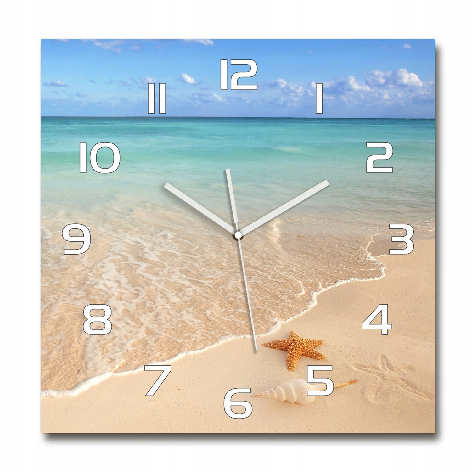 

Cichy szklany zegar Rozgwiazda na plaży 60x60 cm