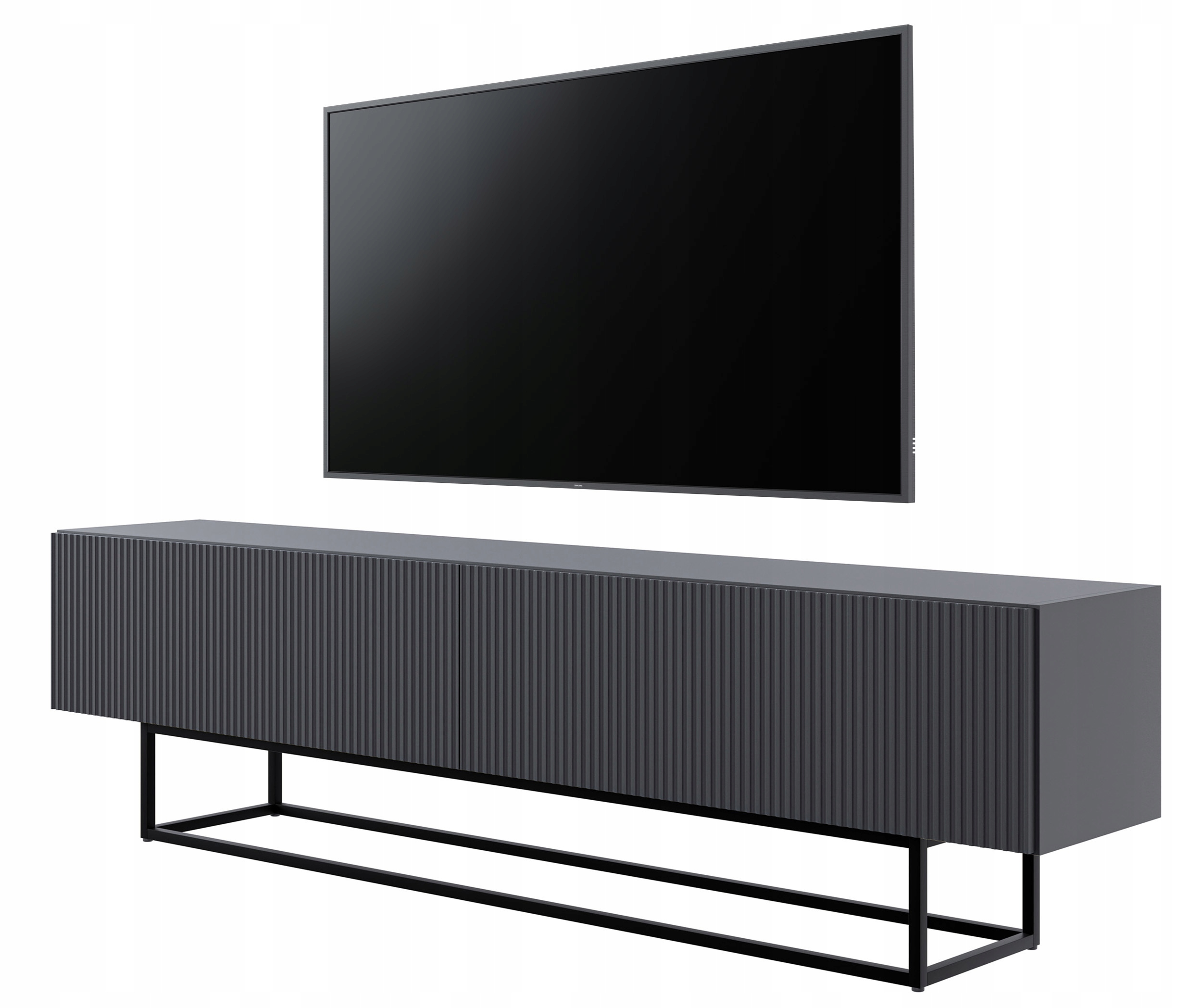 Rtv skříňka Veldio 175 cm černá s černými nohami Selsey Design