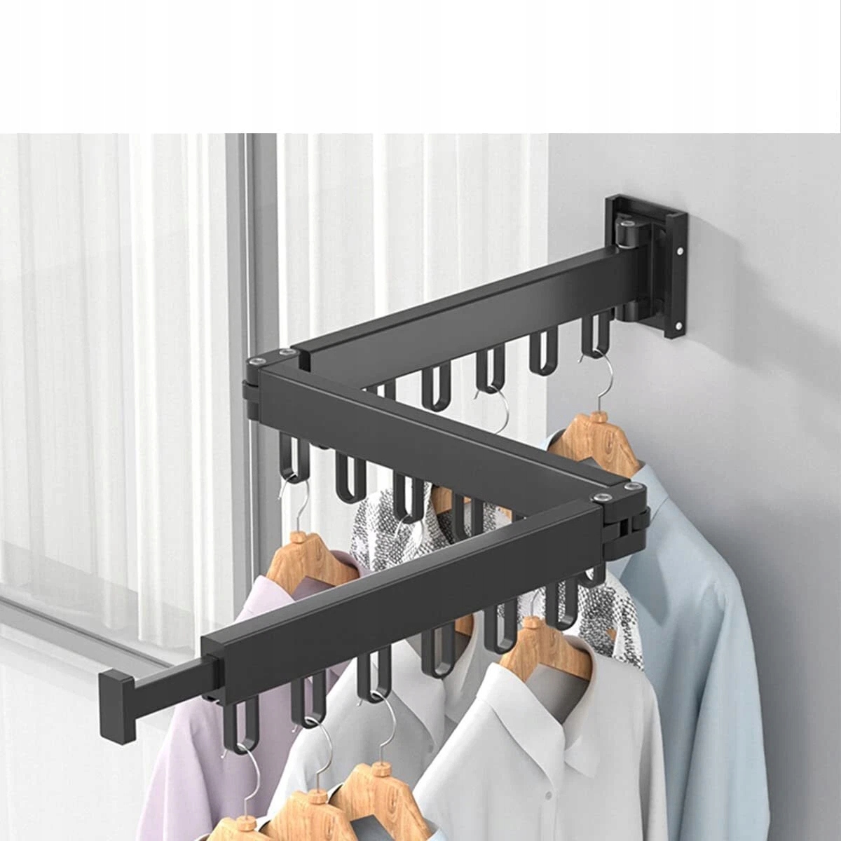 Věšák na oblečení Prádlo Šedá tyč na zeď Skládací organizér 120 cm